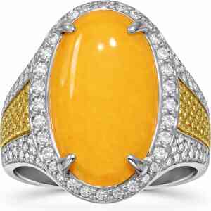 Golden Yellow Aqeeq Ring