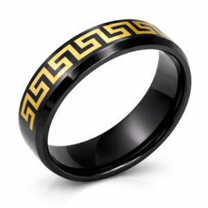 Greek Pattern Black Ring