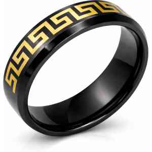 Greek Pattern Black Ring