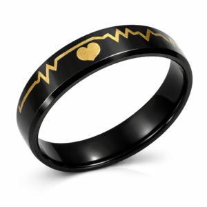 Heart Pulse Black Band Ring