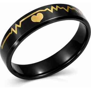 Heart Pulse Black Band Ring