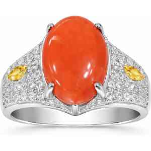 Orange Aqeeq Stone Ring