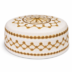 Premium White & Gold Embroidered Prayer Cap