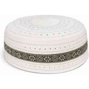 Traditional Patterned White Prayer Cap