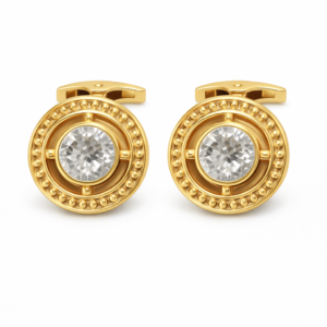 Royal Gold Crystal Center Cufflinks