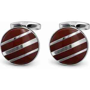 Classic Brown Stripe Round Cufflinks