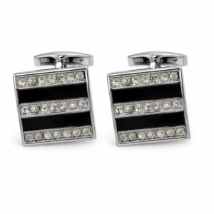 Black & Silver Crystal Stripe Cufflinks