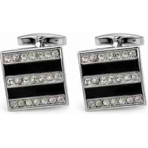 Black & Silver Crystal Stripe Cufflinks