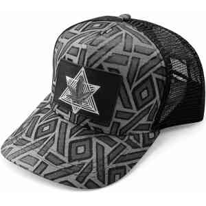 Geometric Pattern Trucker Cap with Star Patch – Breathable Mesh Baseball Cap