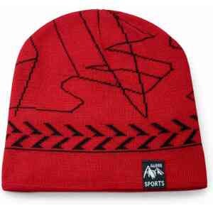 Red Sports Pattern Knit Beanie Cap