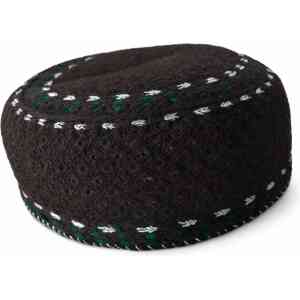 Handmade Sindhi Black Traditional Round Prayer Cap