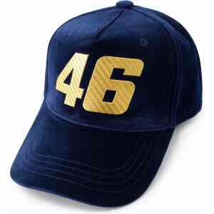 Navy Blue Velvet 46 Cap with Gold Print