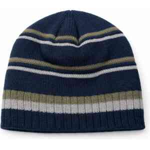 Navy Striped Knit Beanie Cap