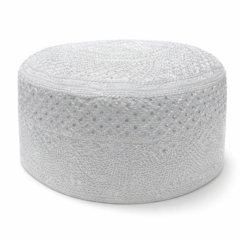 Al Farooq Resham White Prayer Cap
