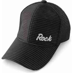 Rock Embroidered Striped Baseball Cap – Adjustable Casual Sports Hat