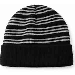 Black White Striped Classic Beanie Cap