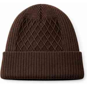 Brown Diamond Pattern Knit Beanie Cap