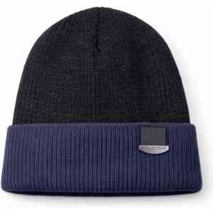 Black Navy Dual Tone Beanie with Patch