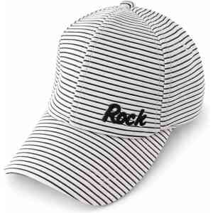 Rock Embroidered Striped Baseball Cap – Adjustable Casual Sports Hat