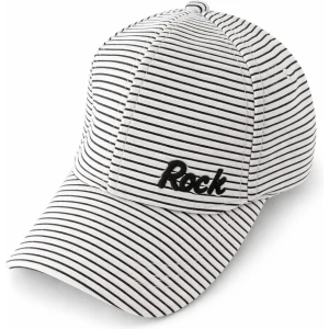 Rock Embroidered Striped Baseball Cap – Adjustable Casual Sports Hat