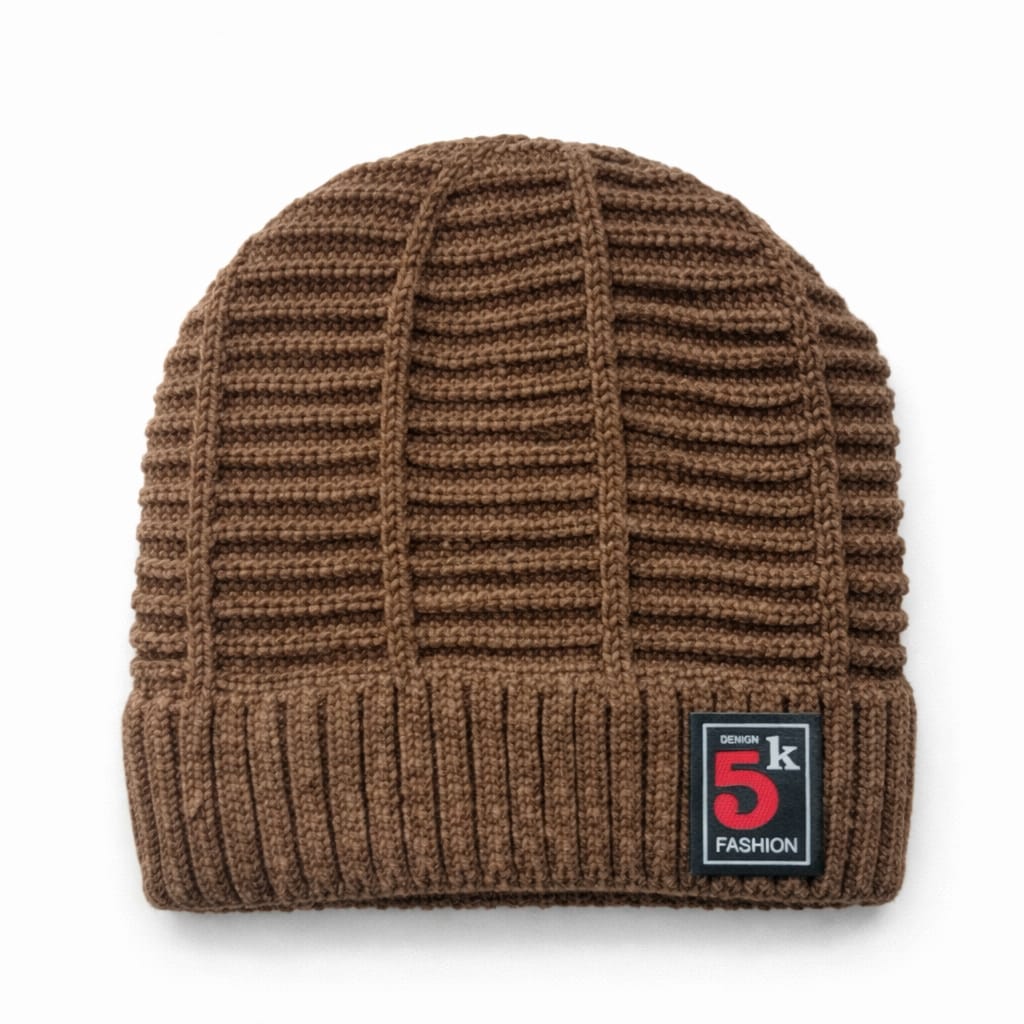 Premium Brown Ribbed Knit Beanie Cap