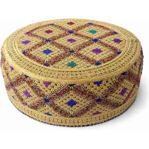 Multicolor Embroidered Round Prayer Cap