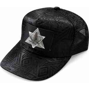 Geometric Pattern Trucker Cap with Star Patch – Breathable Mesh Baseball Cap