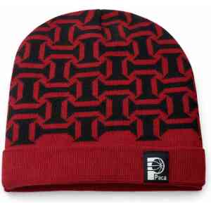 Red Black Pattern Knit Beanie