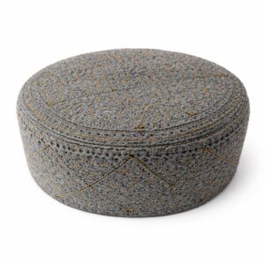Handmade Sindhi Grey Pattern Embroidered Round Prayer Cap