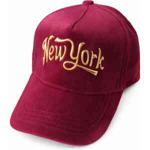 Pinkish Red New York Cap with Gold Script