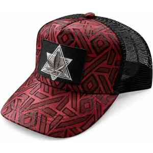 Geometric Pattern Trucker Cap with Star Patch – Breathable Mesh Baseball Cap