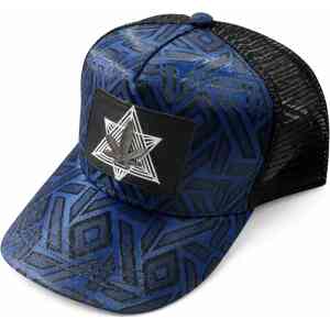 Geometric Pattern Trucker Cap with Star Patch – Breathable Mesh Baseball Cap