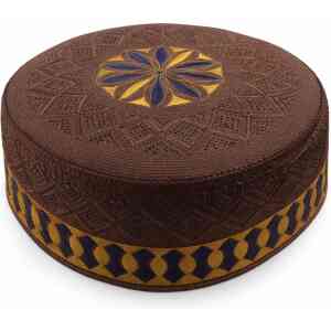 Bangladesh Al-Farooq Brown Floral Embroidered Islamic Kufi Cap