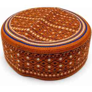 Orange Handwoven Traditional Kufi Cap