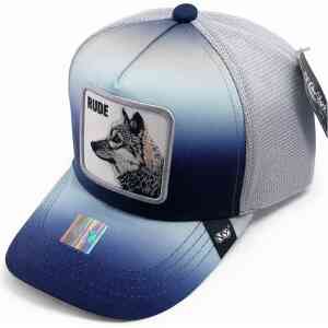 Blue Wolf Patch Trucker Cap