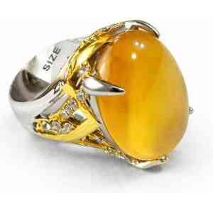 Premium Amber Yellow Oval Stone Ring for Men