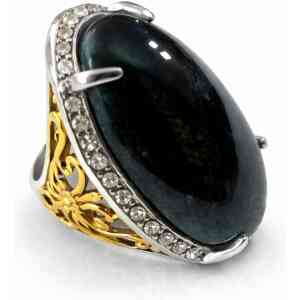 Luxury Black Oval Stone Ring for Men – Premium Crystal Border Ring