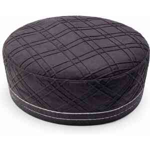 Black Grid Muslim Prayer Cap – Islamic Kufi Hat