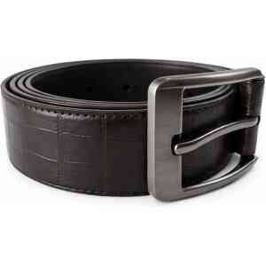 Dark Brown Crocodile Texture Leather Belt