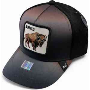 Grey Gradient Buffalo Patch Trucker Cap