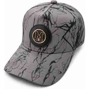 Men’s Grey Marble Print M Logo Baseball Cap – Adjustable Premium Casual Hat