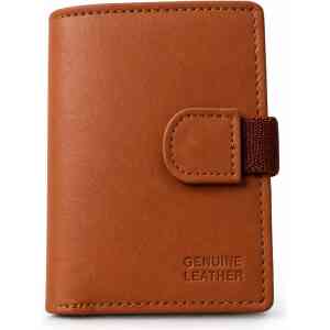 Premium Tan Genuine Leather Wallet – Strap Closure Card Holder for Men