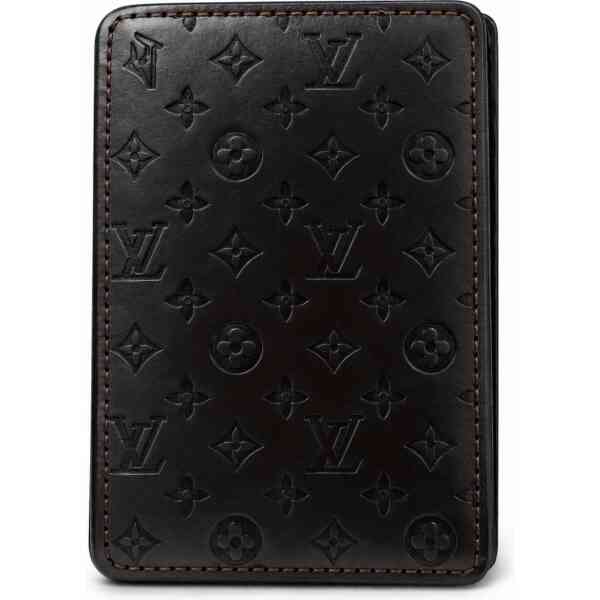Premium Black Embossed Leather Wallet – Slim Vertical Card Holder