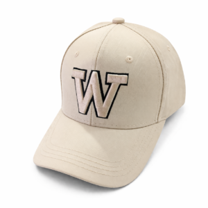 Men’s Cream White W Logo Premium Baseball Cap – Adjustable Casual Fashion Hat