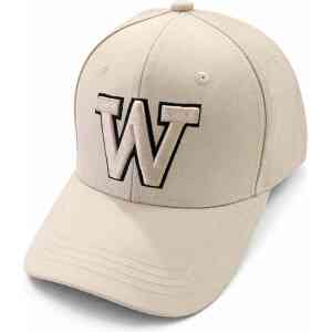 Men’s Cream White W Logo Premium Baseball Cap – Adjustable Casual Fashion Hat