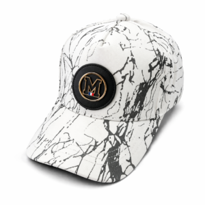 Men’s White Marble Print M Logo Premium Baseball Cap