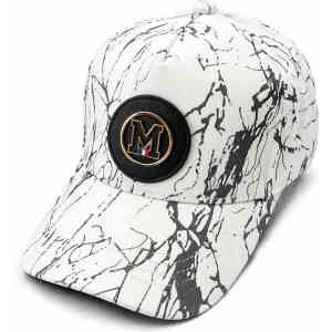 Men’s White Marble Print M Logo Premium Baseball Cap