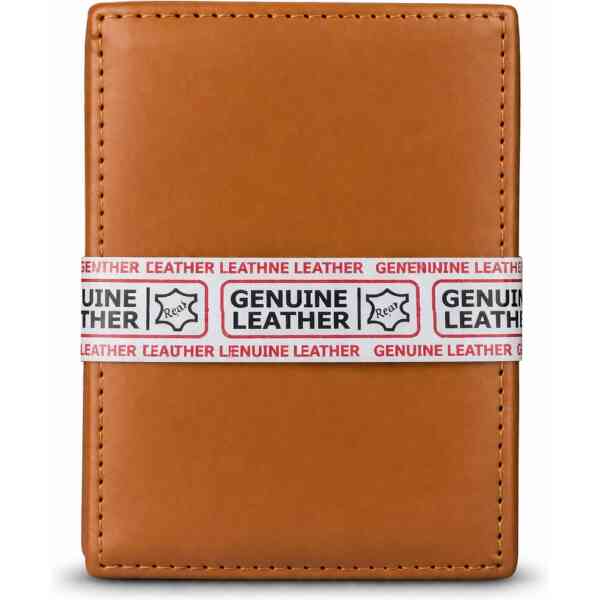 Premium Tan Genuine Leather Wallet – Secure Strap Closure Card Holder