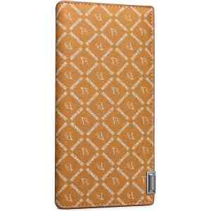 Premium Printed Tan Long Leather Wallet – Designer Pattern Style