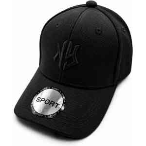 Premium Textured Monogram Sports Cap – Black